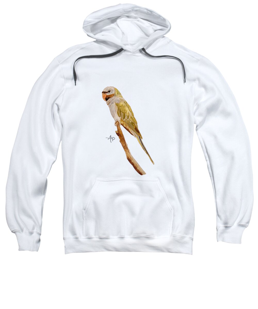Lord Derby's Parakeet Sweatshirt featuring the painting Derbyan Parakeet by Angeles M Pomata