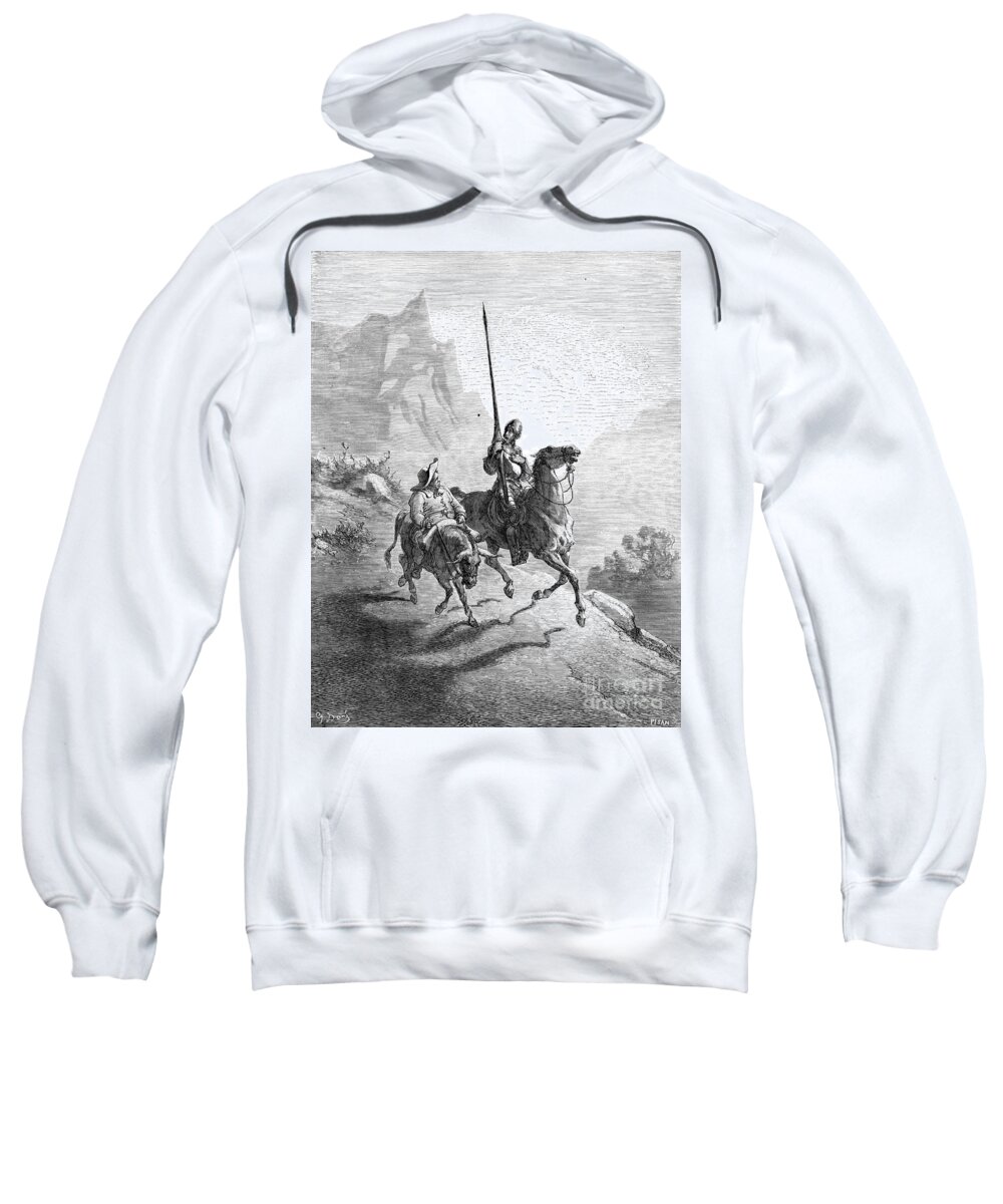 16th Century Sweatshirt featuring the drawing Don Quixote And Sancho by Gustave Dore