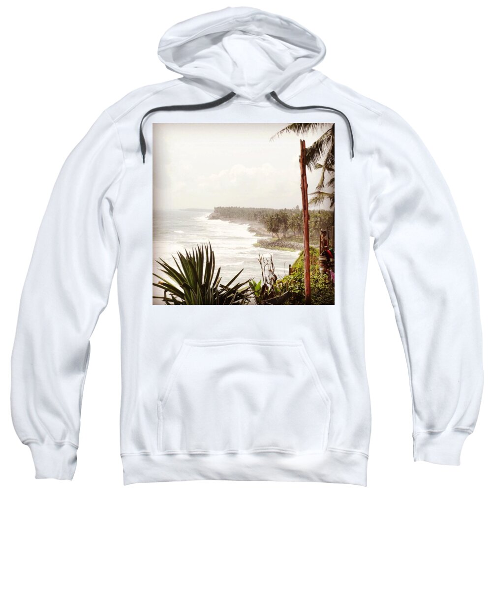 Surf Sweatshirt featuring the photograph Down At The Beach In Kerala - Just A by Charlotte Cooper