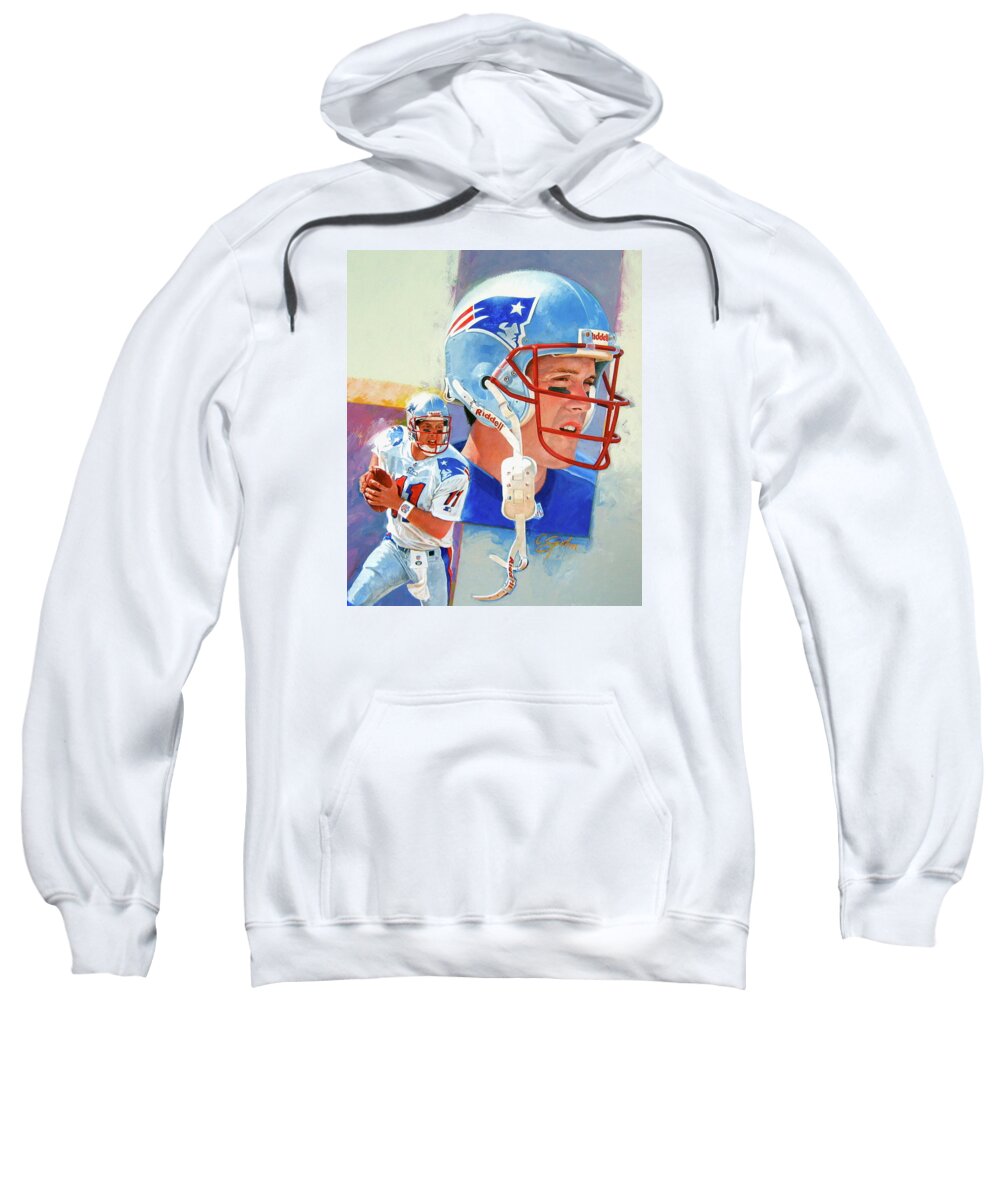 Acrylic Sweatshirt featuring the painting Drew Bledsoe by Cliff Spohn