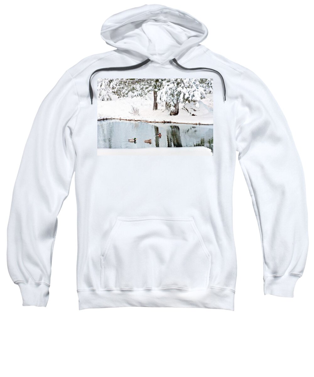 Ducks On The Pond Sweatshirt featuring the photograph Ducks on the Pond by Gwen Gibson