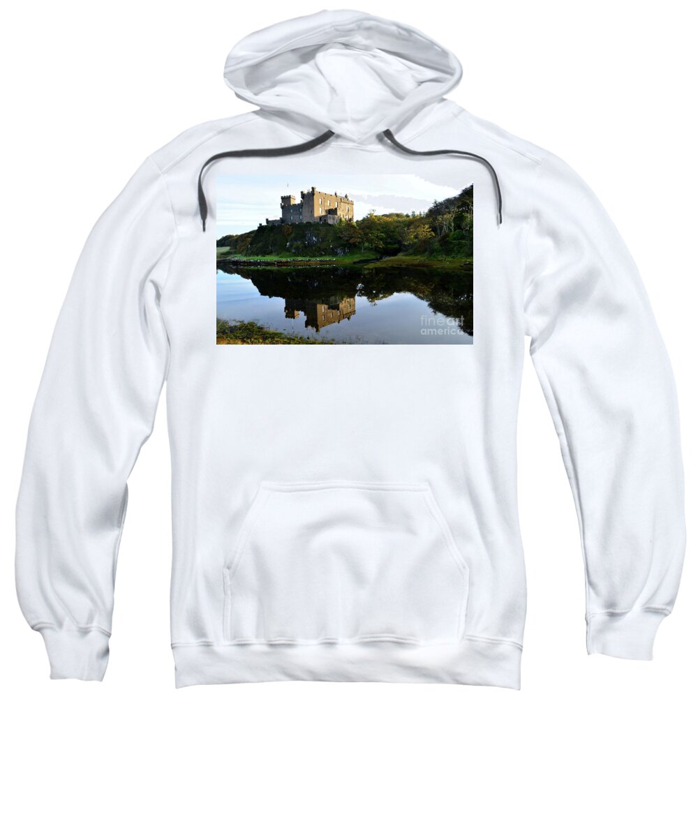 Reflection Sweatshirt featuring the photograph Dunvegan Castle Reflecting in the Water of Loch Dunvegan by DejaVu Designs