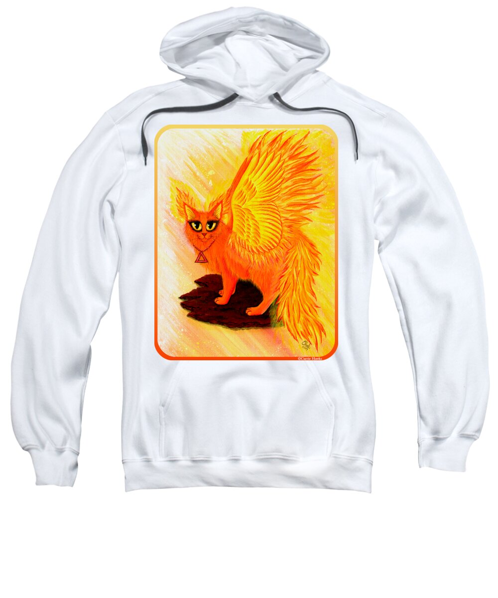 Elemental Cat Sweatshirt featuring the painting Elemental Fire Fairy Cat by Carrie Hawks