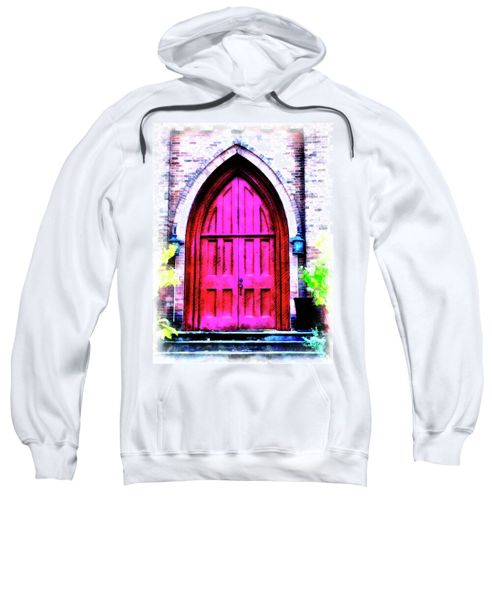 Episcopal Church Sweatshirt featuring the digital art Enter All Ye Faithful by Leslie Montgomery