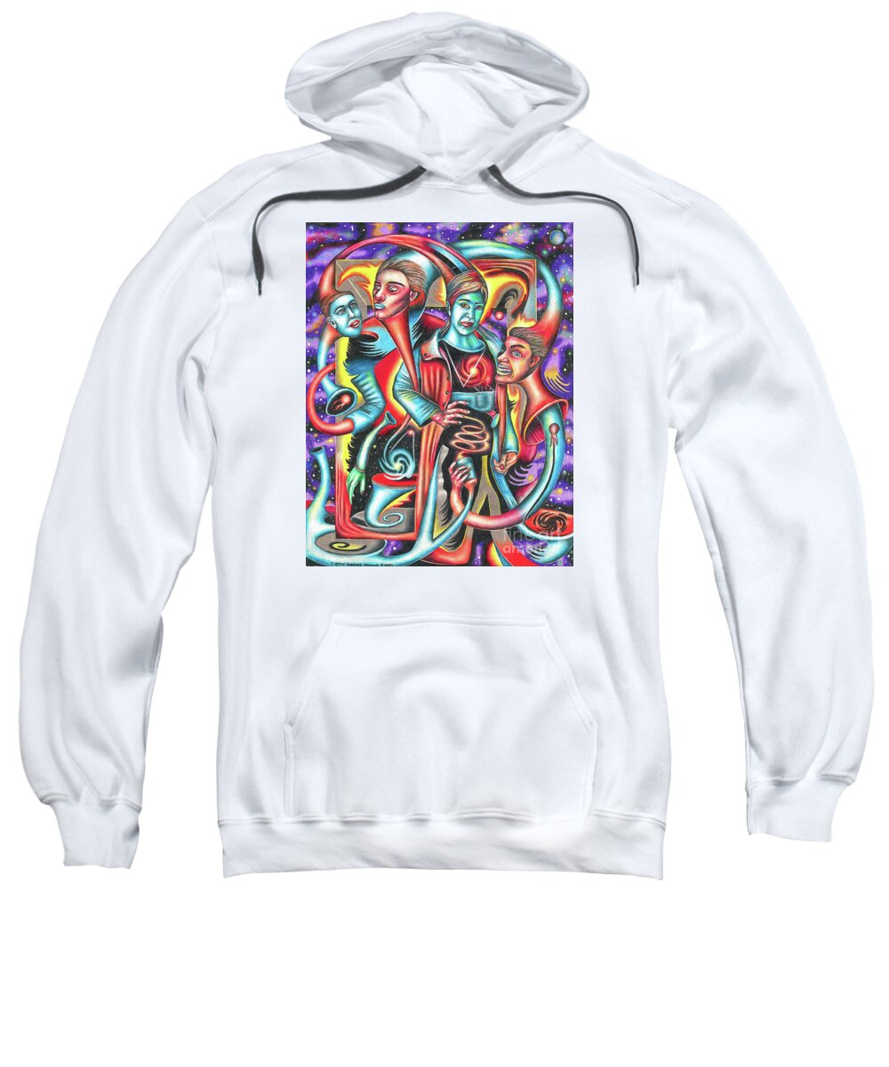Surreal Sweatshirt featuring the drawing Eternal Discord of Entwined Temptations by Justin Jenkins
