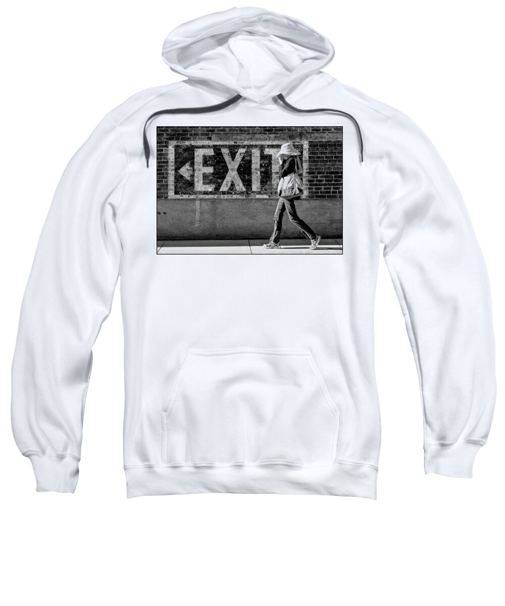 Exit Sweatshirt featuring the photograph Exit BW by Rick Mosher