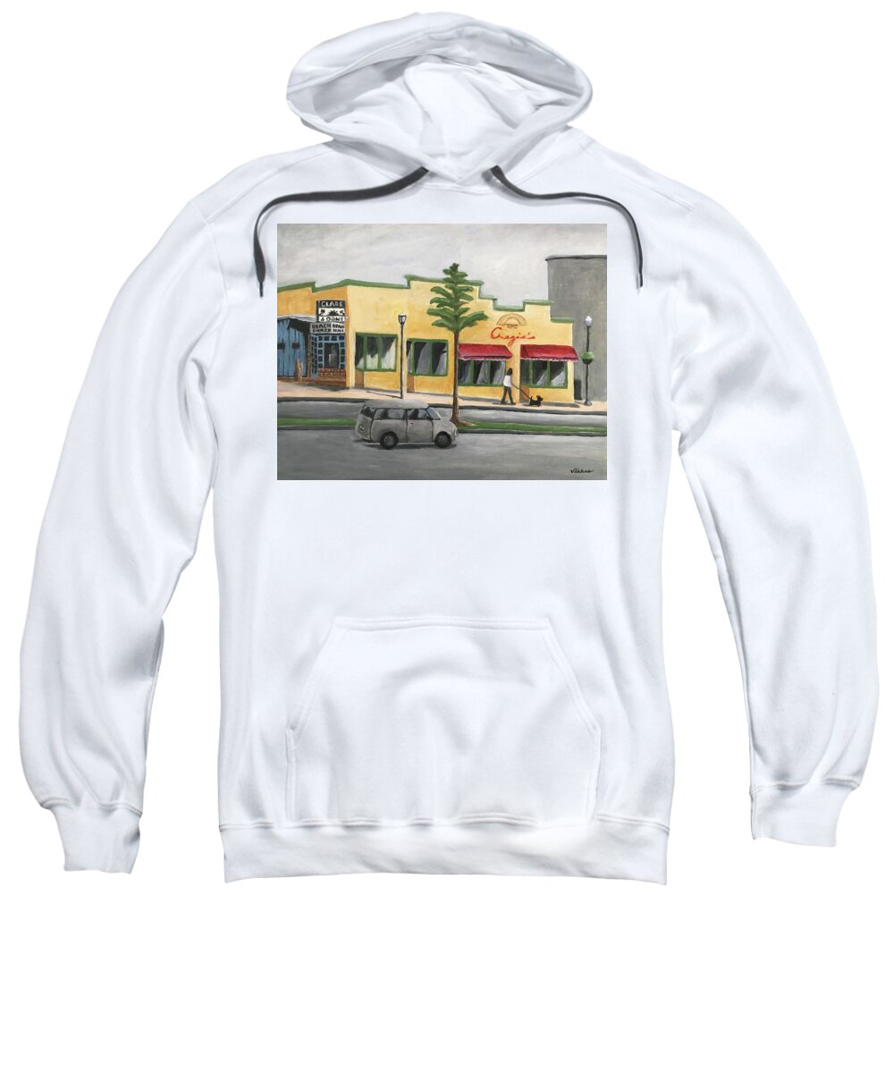 Falls Church Sweatshirt featuring the painting Falls Church by Victoria Lakes