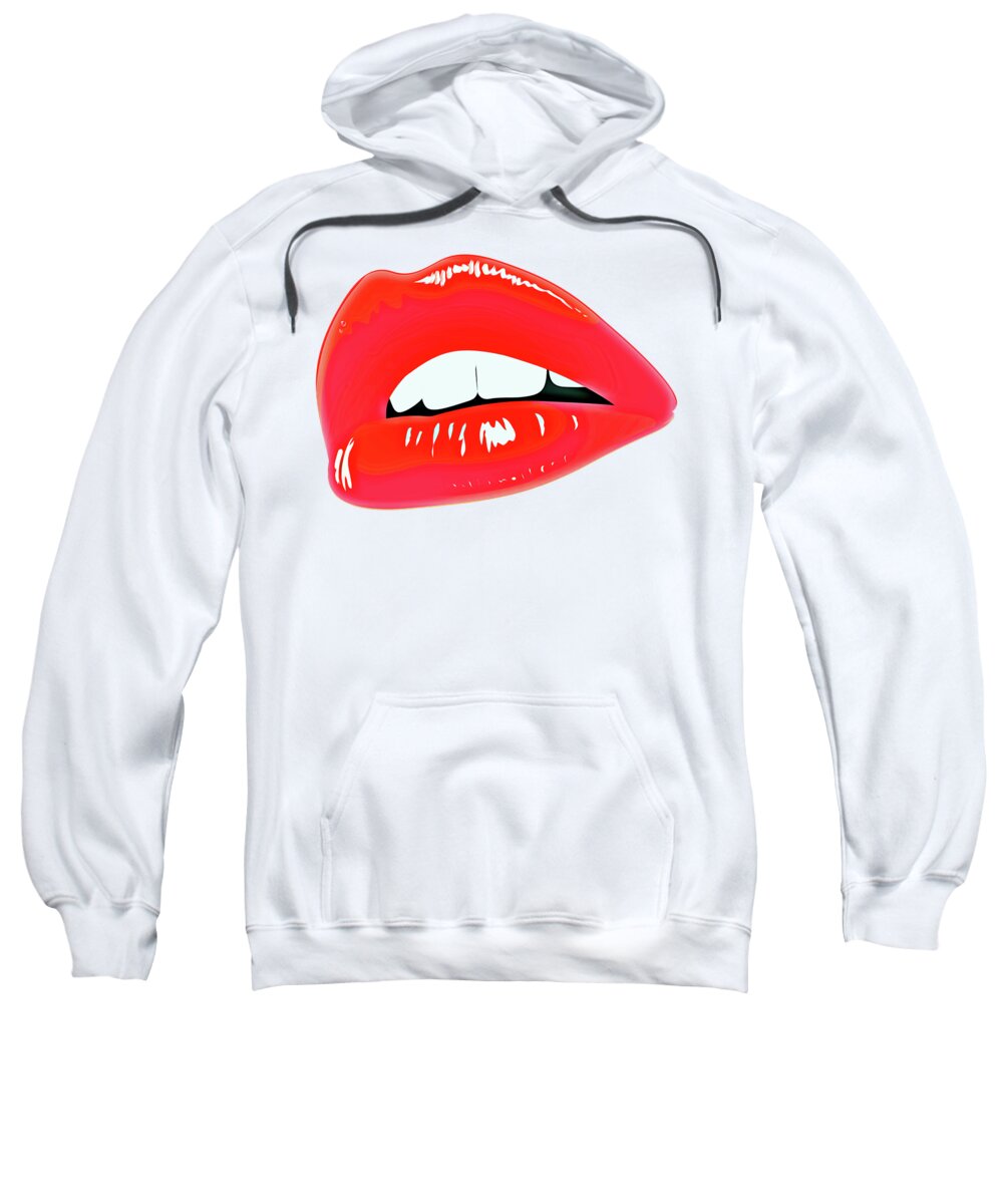 Lips Sweatshirt featuring the painting Famous Red Lips by Little Bunny Sunshine