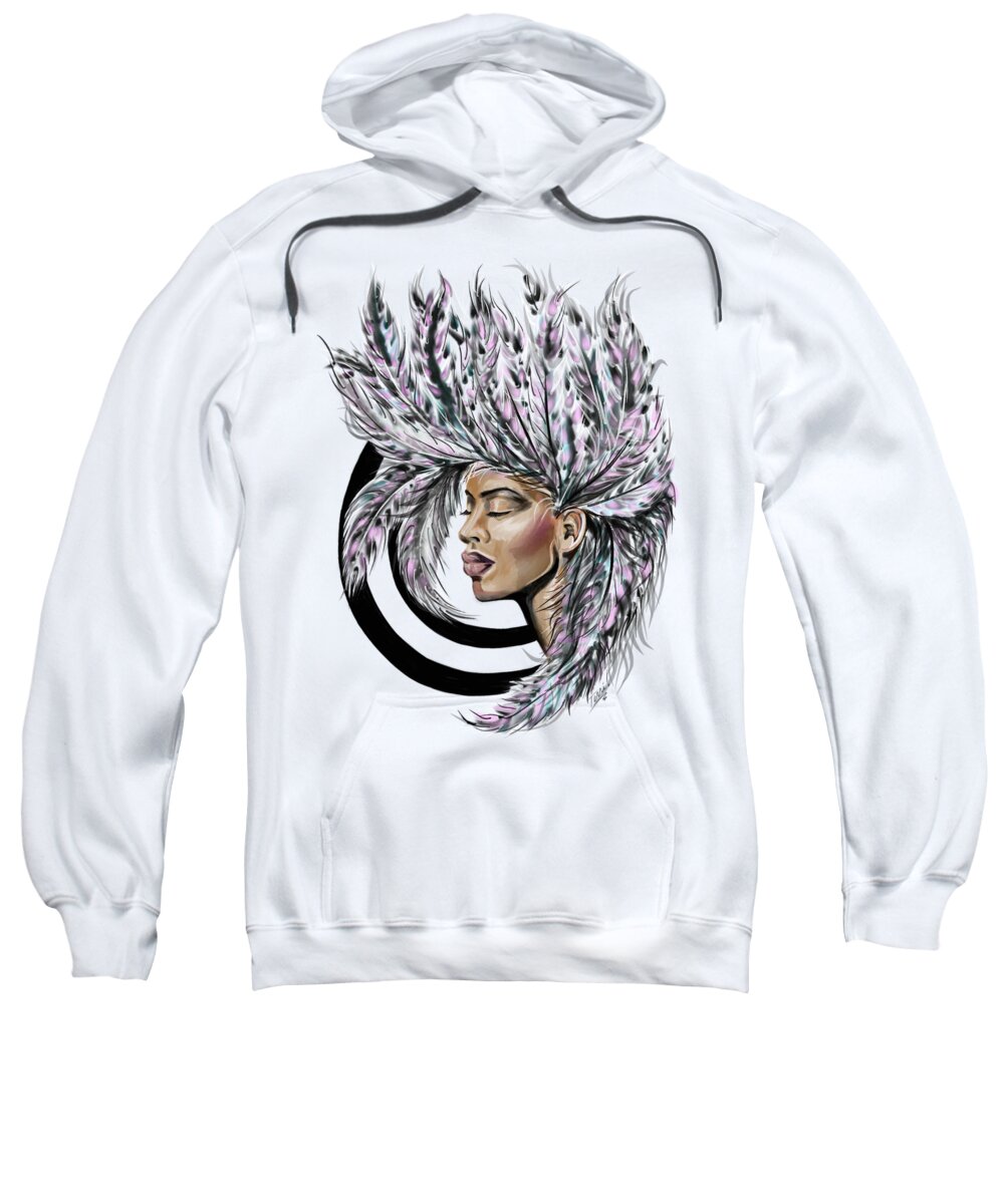 Feathers Sweatshirt featuring the drawing Feathered Dream by Terri Meredith