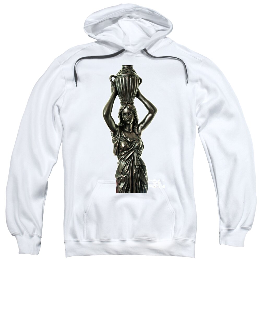Female Sweatshirt featuring the photograph Female Water Goddess Bronze Statue 3288a by Ricardos Creations