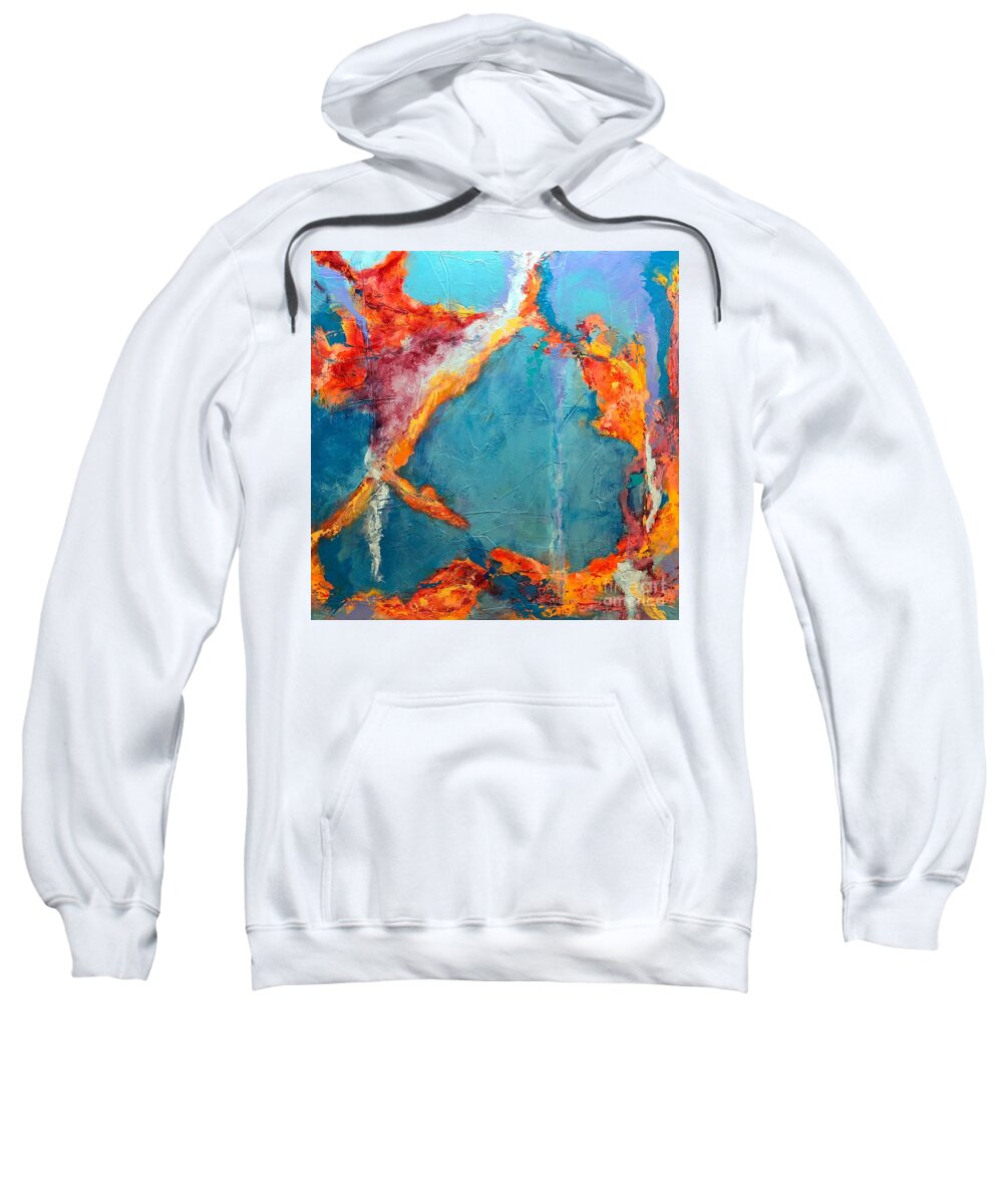 Abstract Painting Sweatshirt featuring the painting Fire and Ice by Mary Mirabal