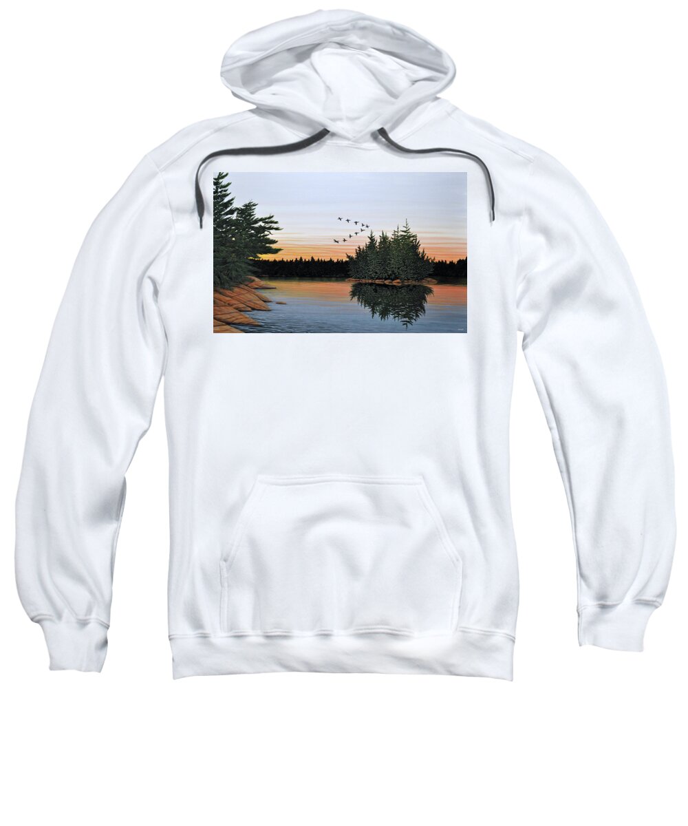 Lakes Sweatshirt featuring the painting First Light by Kenneth M Kirsch