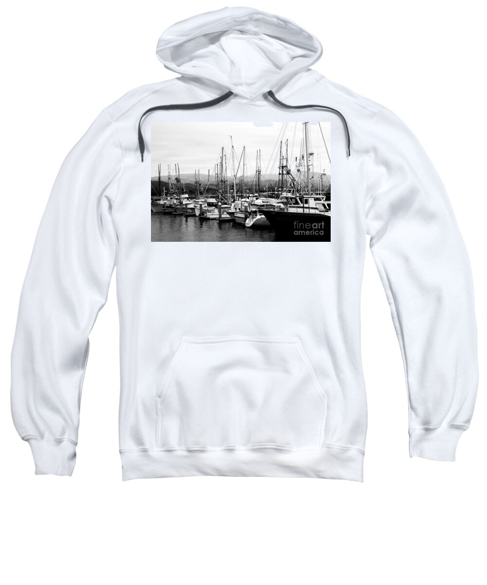 Black And White Sweatshirt featuring the photograph Fishing Boats . 7D8208 by Wingsdomain Art and Photography