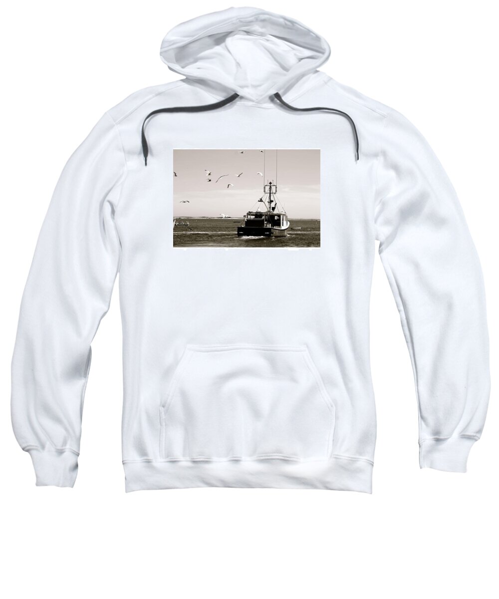 Boat Sweatshirt featuring the photograph Flock Follow by Justin Connor