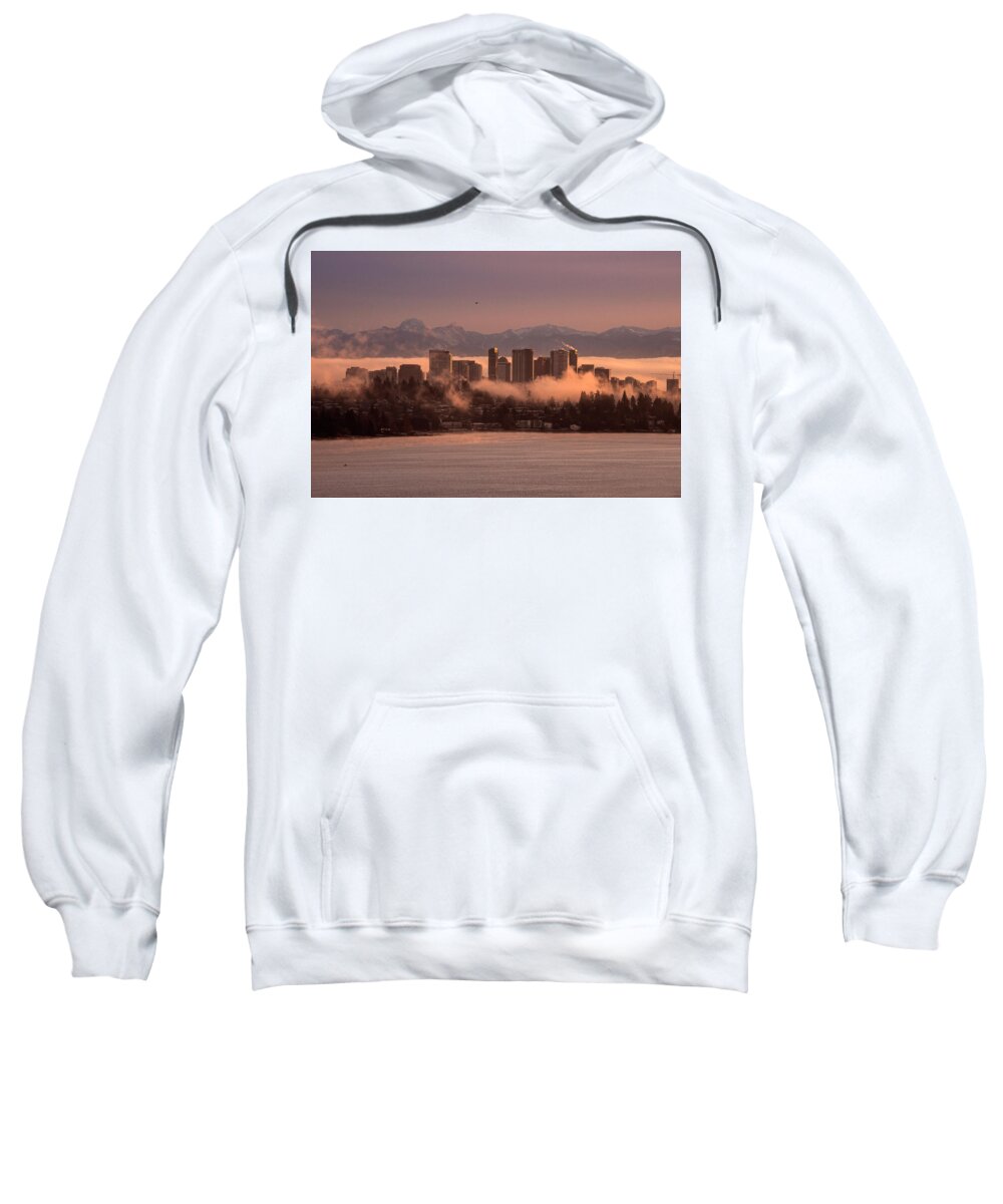 Bellevue Sweatshirt featuring the photograph Foggy Bellevue Sunrise by Matt McDonald