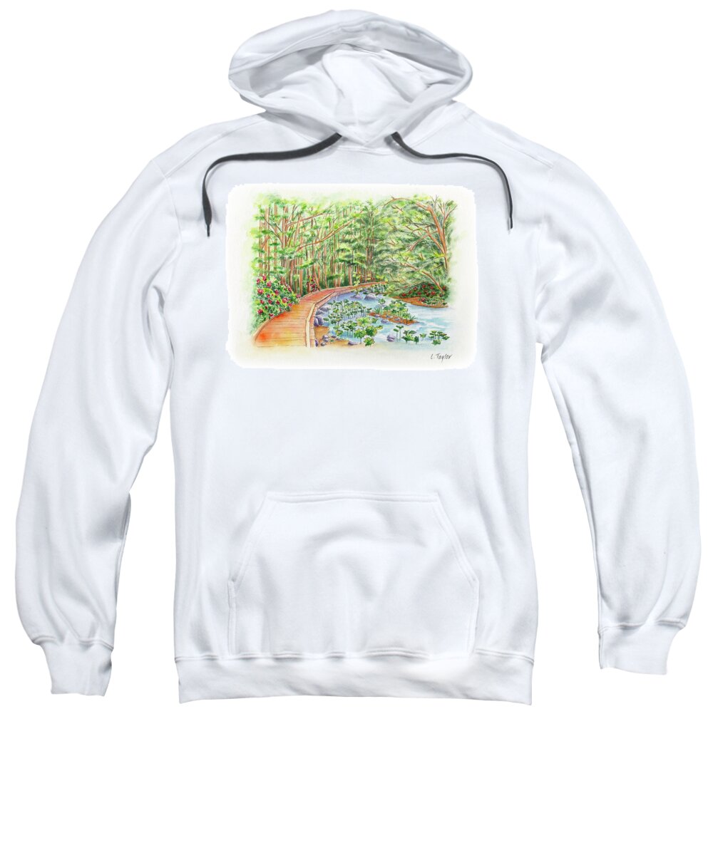 Lithia Park Sweatshirt featuring the painting Footbridge by Lori Taylor