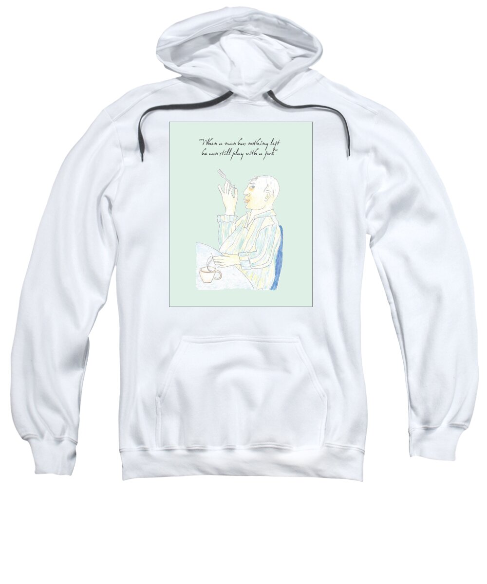 Old Age Sweatshirt featuring the drawing Fork Play by Heather Hennick