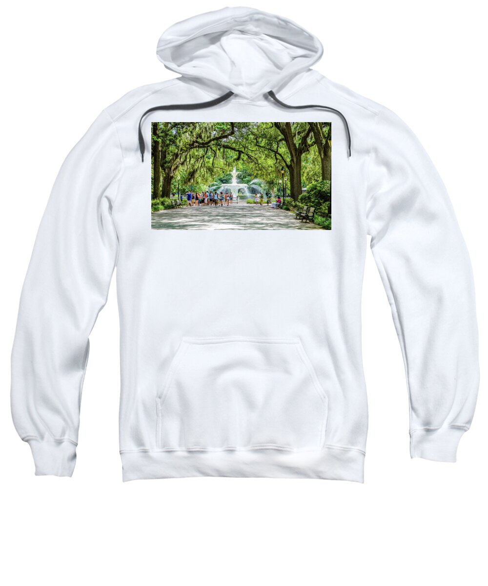 Forsyth Park Sweatshirt featuring the photograph Fountain in Forsythe Park by Darryl Brooks