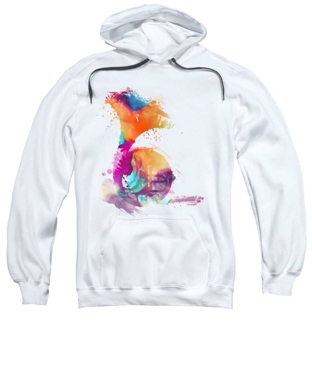 French Horn Sweatshirt featuring the digital art French horn watercolor musical instruments by Justyna Jaszke JBJart