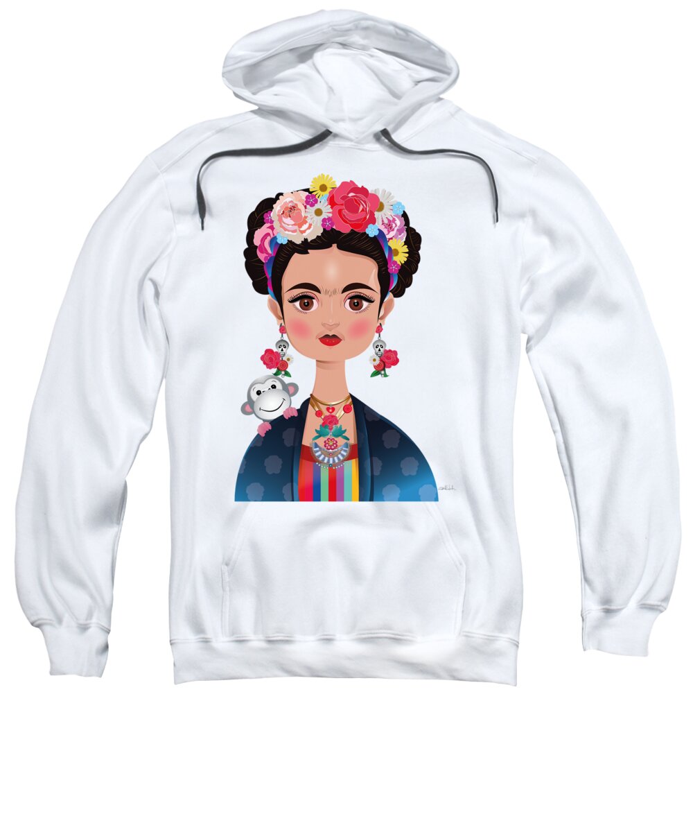 Frida Khalo Sweatshirt featuring the digital art Frida Khalo by Isabel Salvador