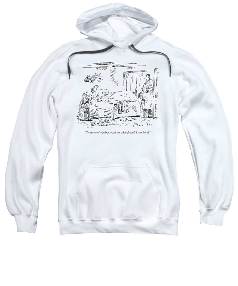 Bed Sweatshirt featuring the drawing Friends I Can Have by Barbara Smaller