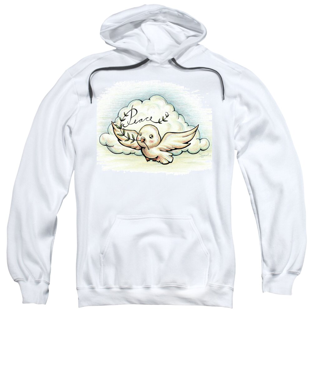 Peace Sweatshirt featuring the drawing Inspirational Animal DOVE by Sipporah Art and Illustration