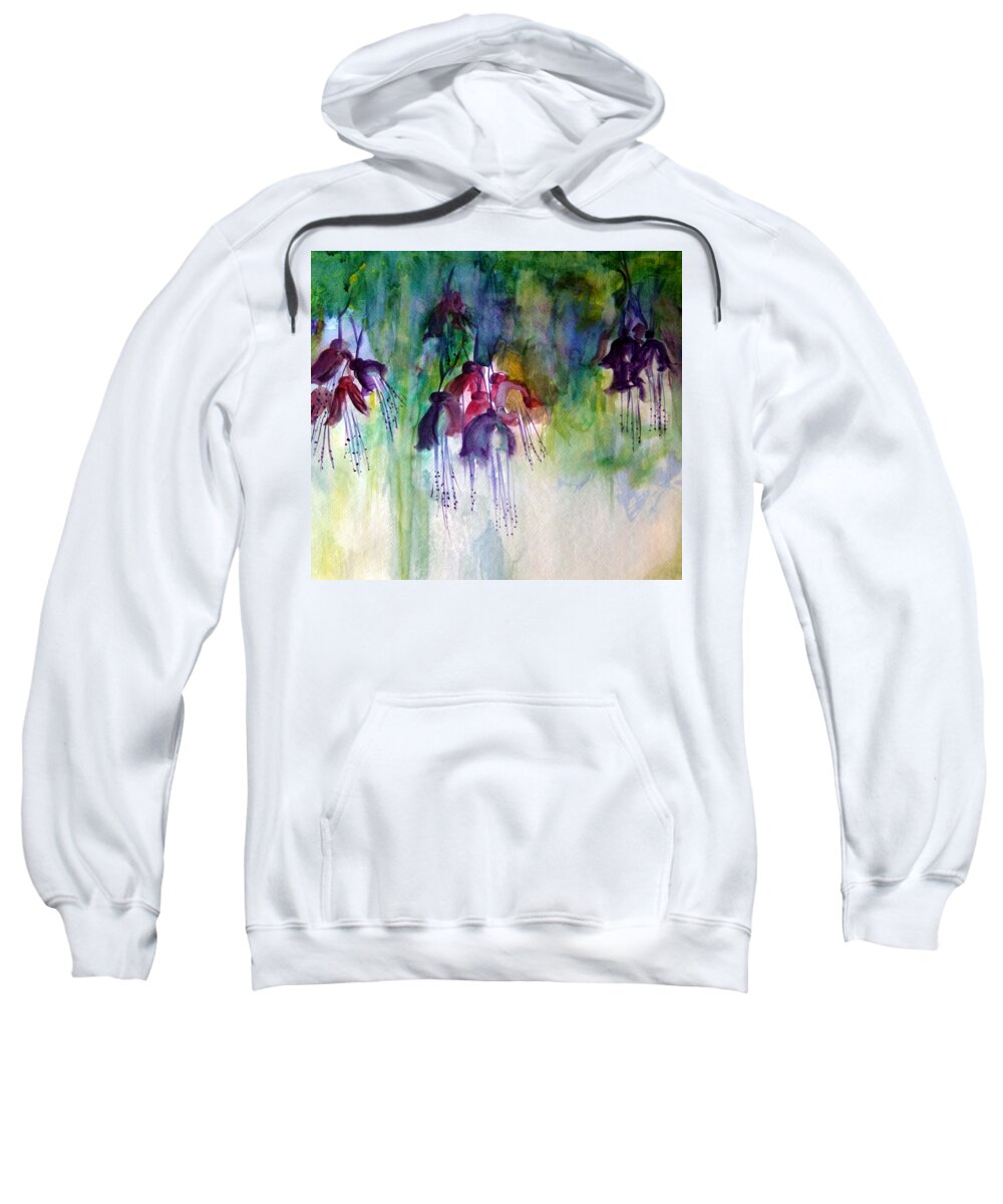 Flowers Sweatshirt featuring the painting Fuchsia Fussy by Julie Lueders 