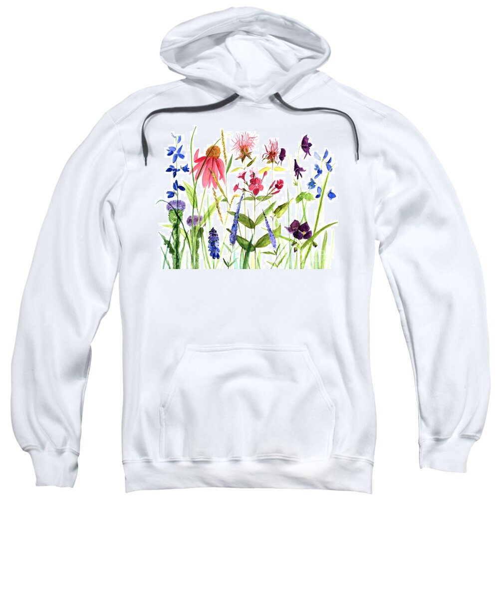 Garden Sweatshirt featuring the painting Garden Flowers by Laurie Rohner