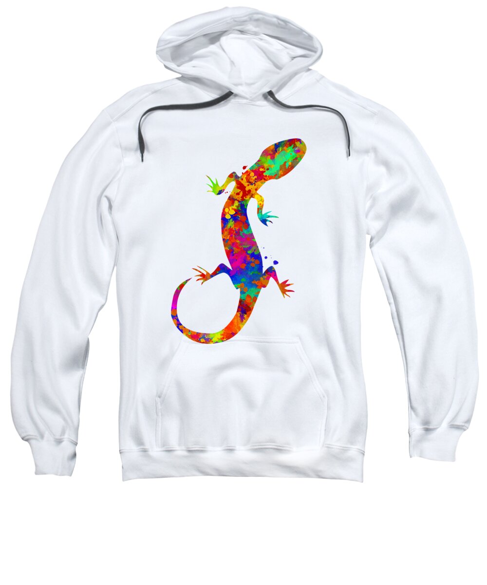 Gecko Sweatshirt featuring the mixed media Gecko Watercolor Art by Christina Rollo