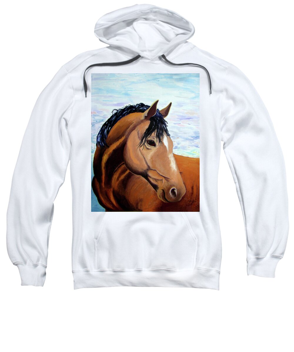 Horse Sweatshirt featuring the painting Gental Spirit by Lisa Rose Musselwhite