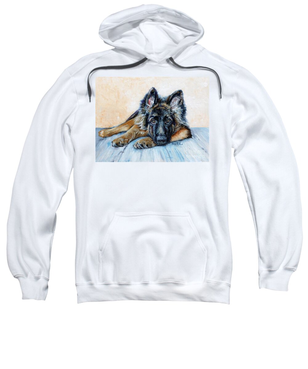 Animals Sweatshirt featuring the painting German Shepherd by Portraits By NC