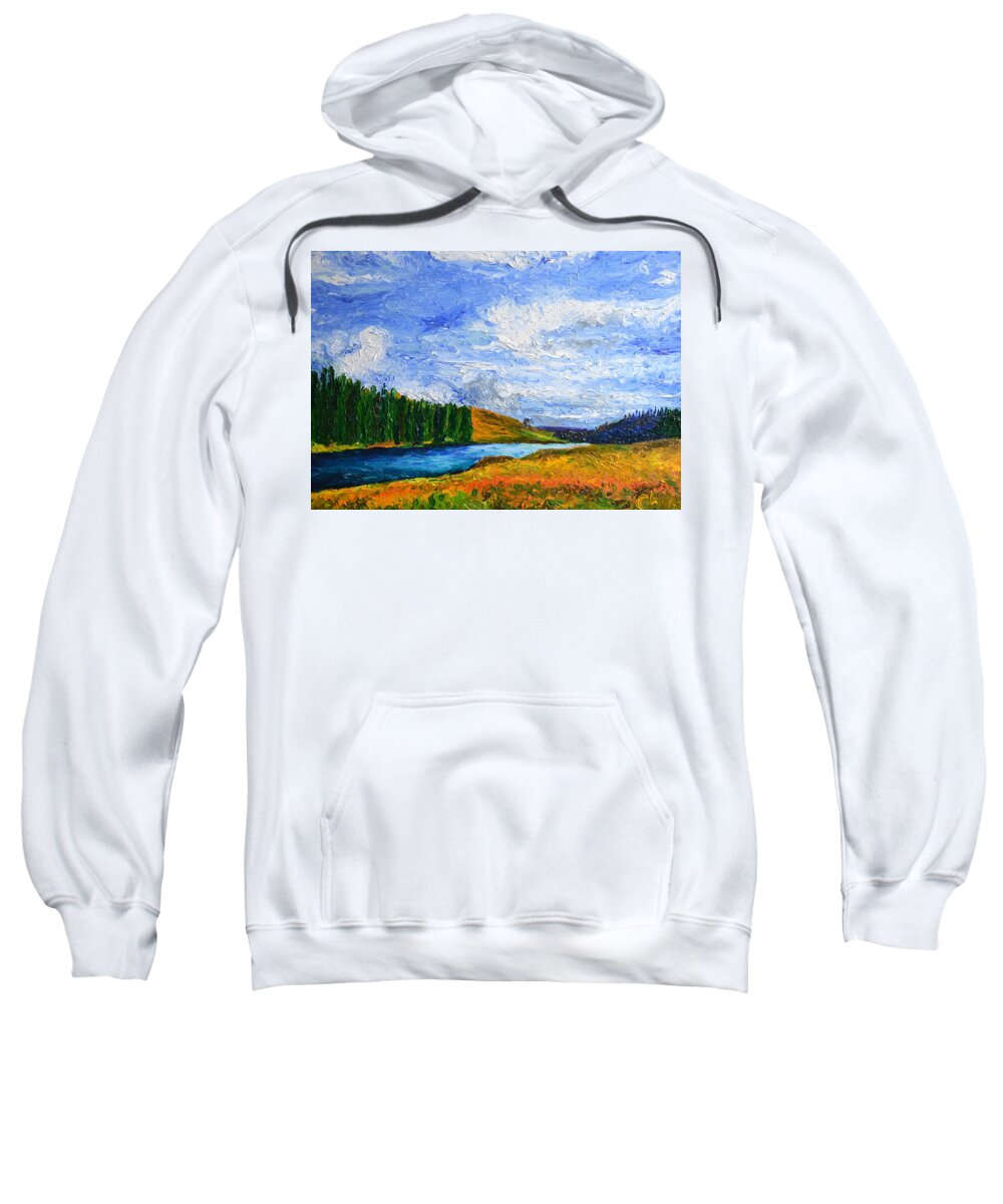 Landscape Sweatshirt featuring the painting Gift to Gabrielle by Chiara Magni
