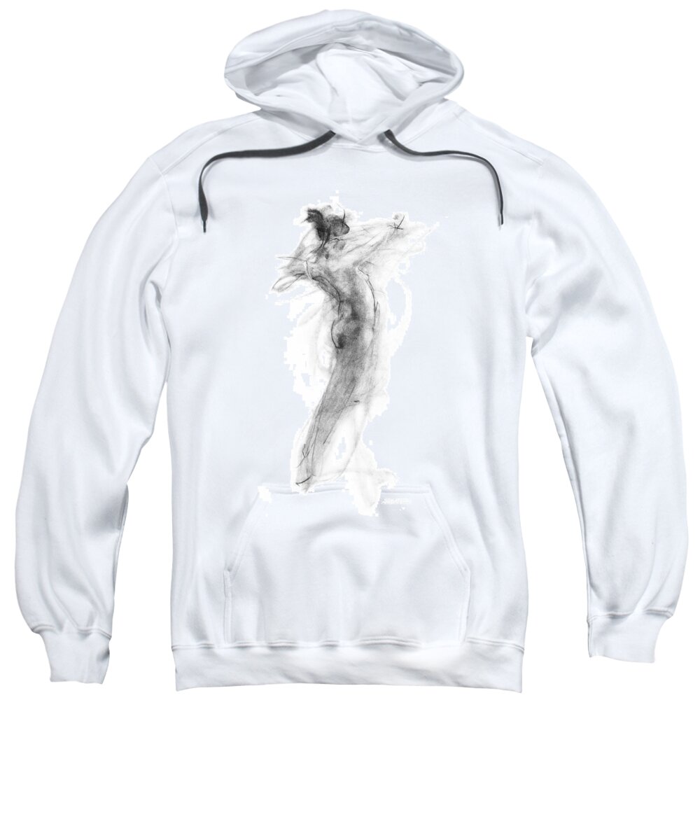 Nude Sweatshirt featuring the drawing Girl in Movement by Christopher Williams