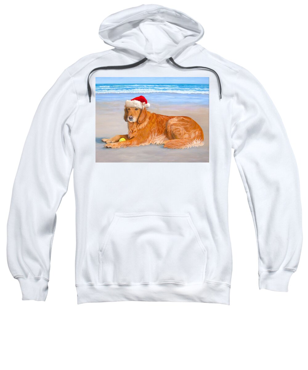 Golden Retriever Sweatshirt featuring the painting Golden Retreiver Holiday Card by Karen Zuk Rosenblatt