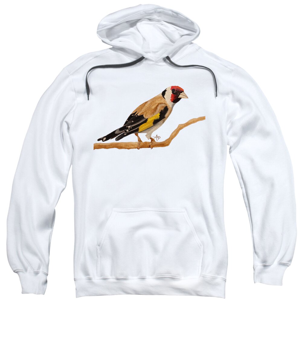 Goldfinch Sweatshirt featuring the painting Goldfinch by Angeles M Pomata