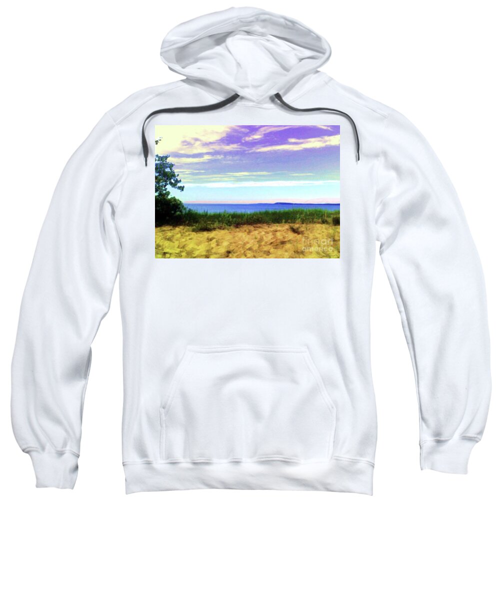 Beach Sweatshirt featuring the mixed media Good Harbor Bay by Desiree Paquette