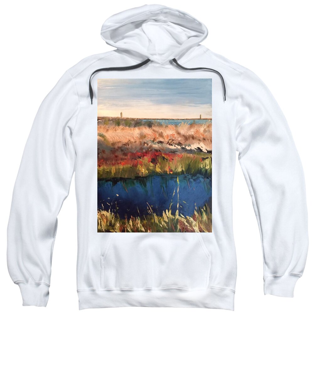  Sweatshirt featuring the painting Gordon's Marsh #1 by Josef Kelly