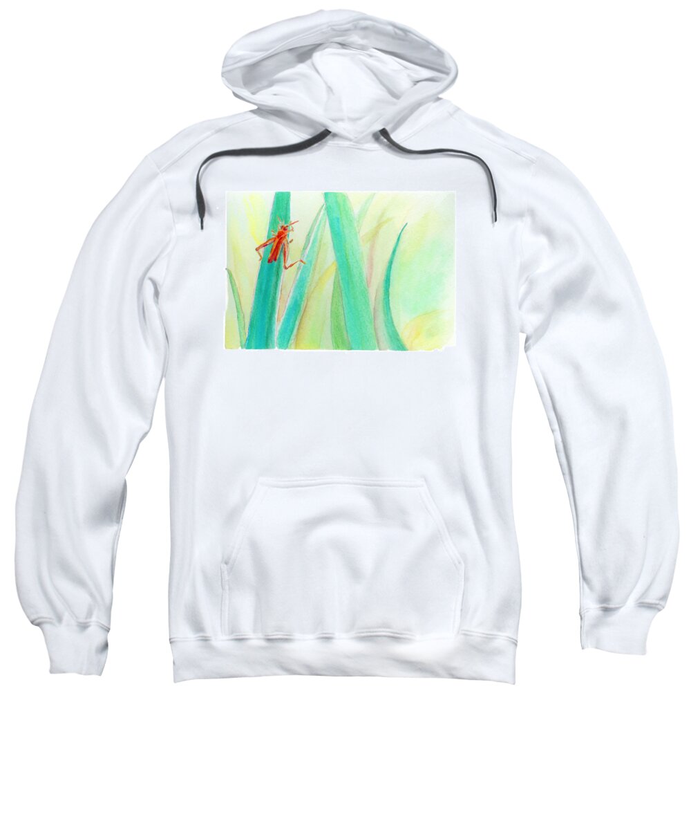 C Sitton Painting Paintings Sweatshirt featuring the painting Grasshopper 2 by C Sitton