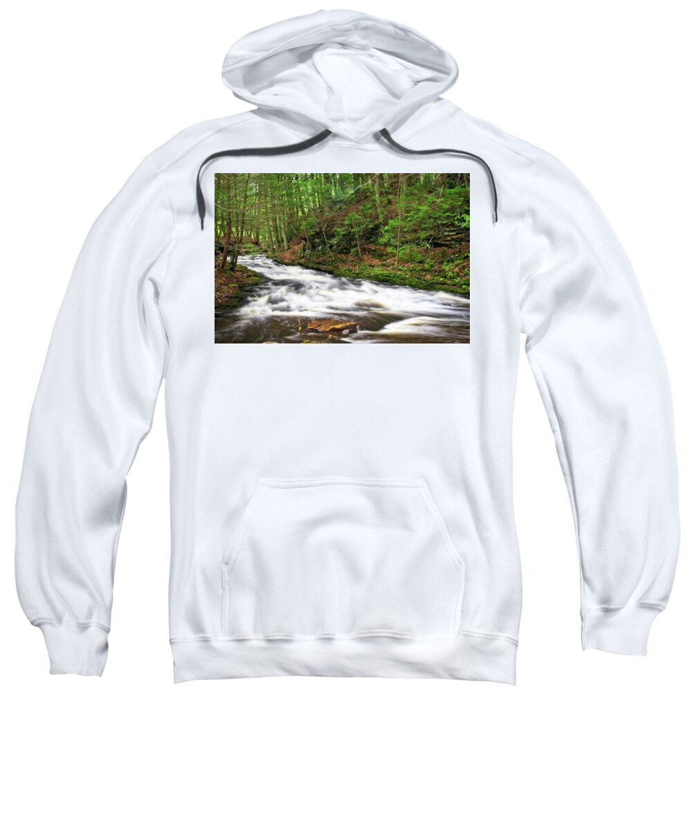 Waterfall Sweatshirt featuring the photograph Grayville Cascades Runout by Allan Van Gasbeck