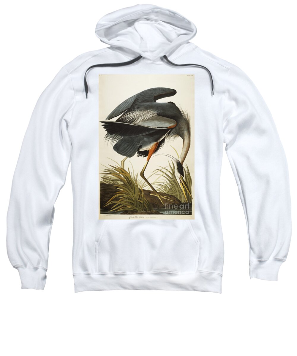 #faatoppicks Sweatshirt featuring the drawing Great Blue Heron by John James Audubon
