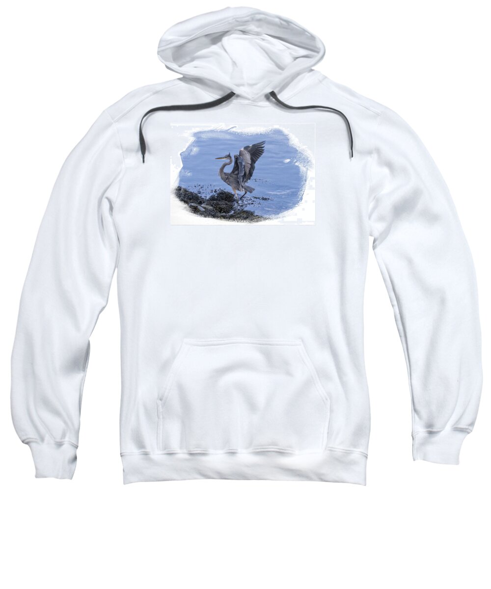 Great Blue Heron Sweatshirt featuring the photograph Great Blue Heron on Cape Cod Canal 3 by Constantine Gregory