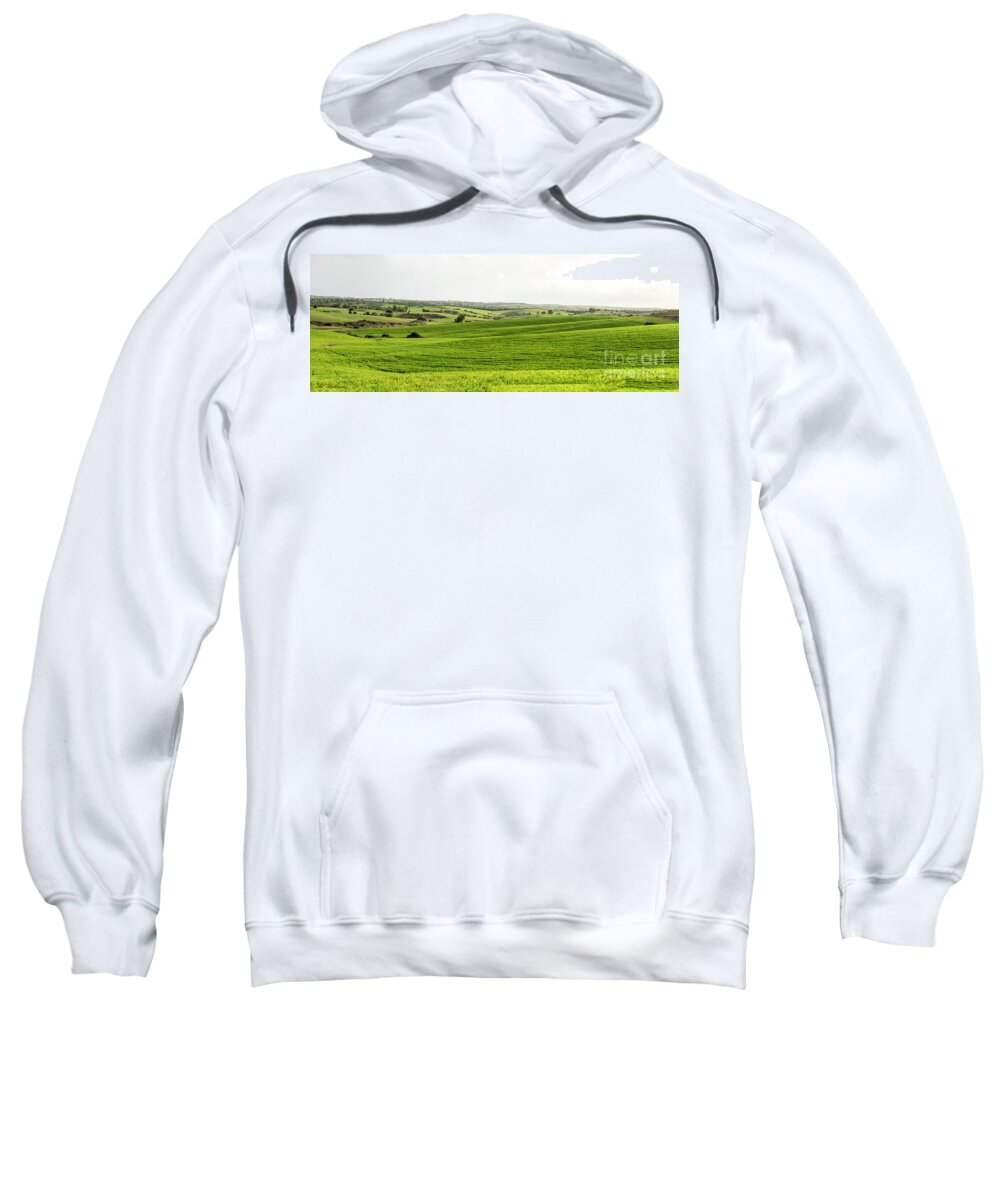 Panorama Sweatshirt featuring the photograph Green Fields. by Arik Baltinester
