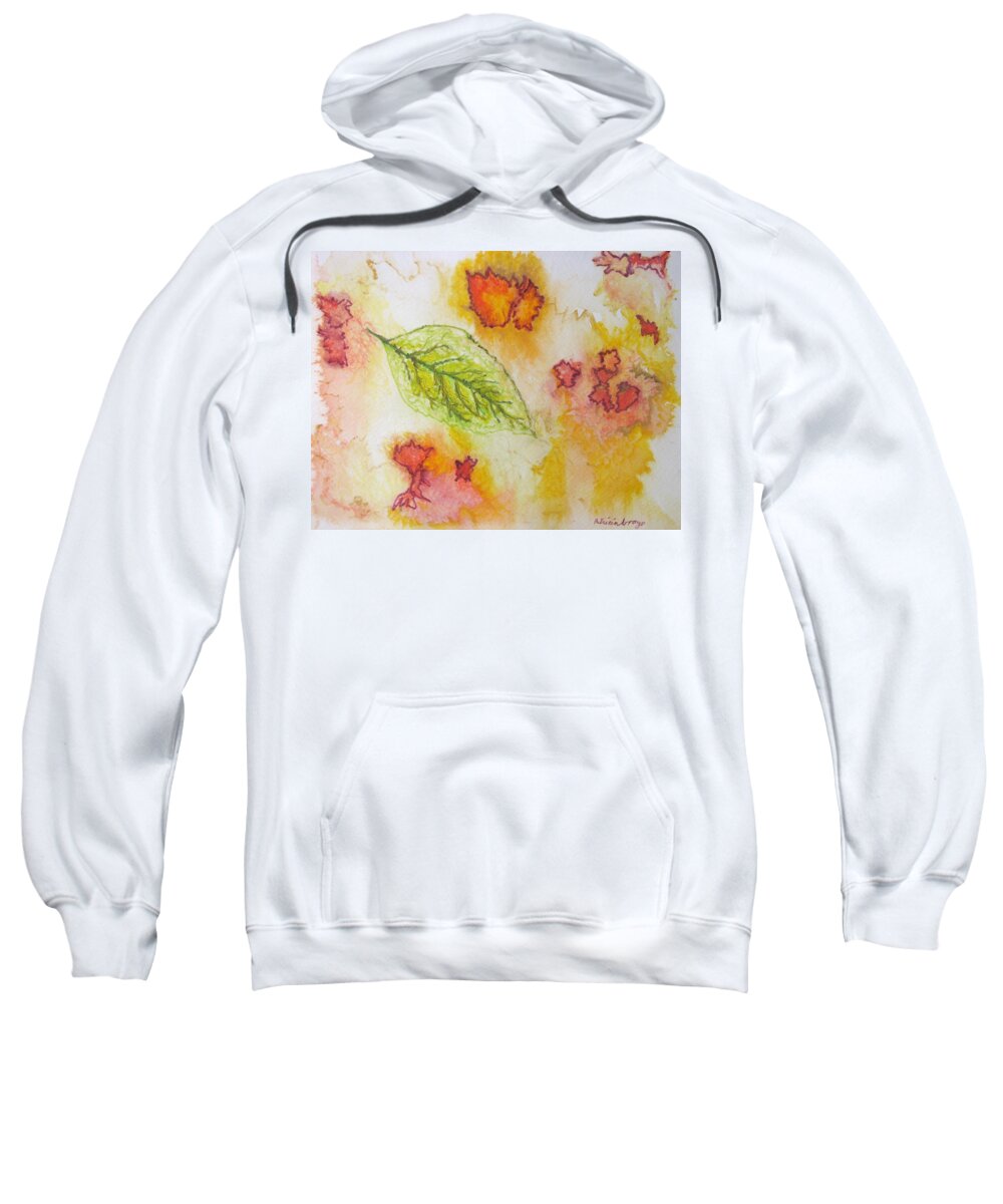 Nature Sweatshirt featuring the painting Green Leaf of Fall by Patricia Arroyo