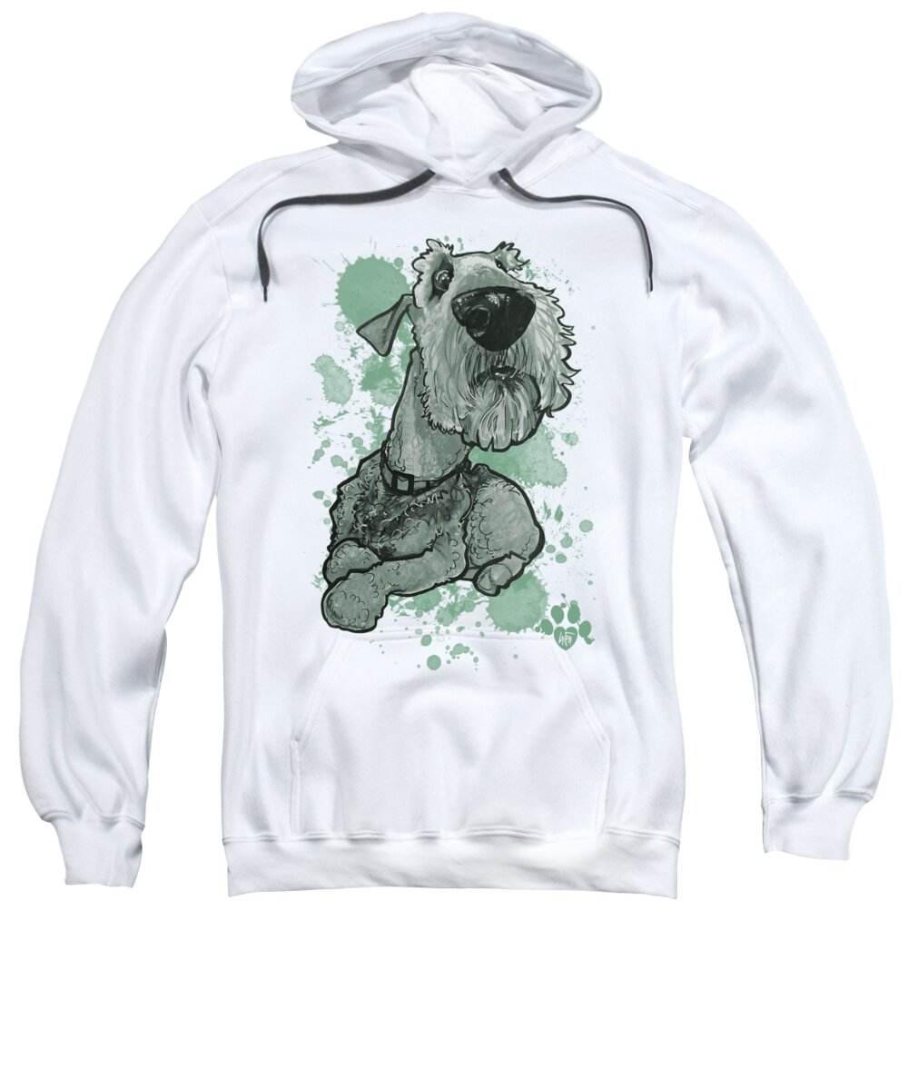 Airedale Terrier Sweatshirt featuring the drawing Green Paint Splatter Airedale Terrier by Canine Caricatures By John LaFree
