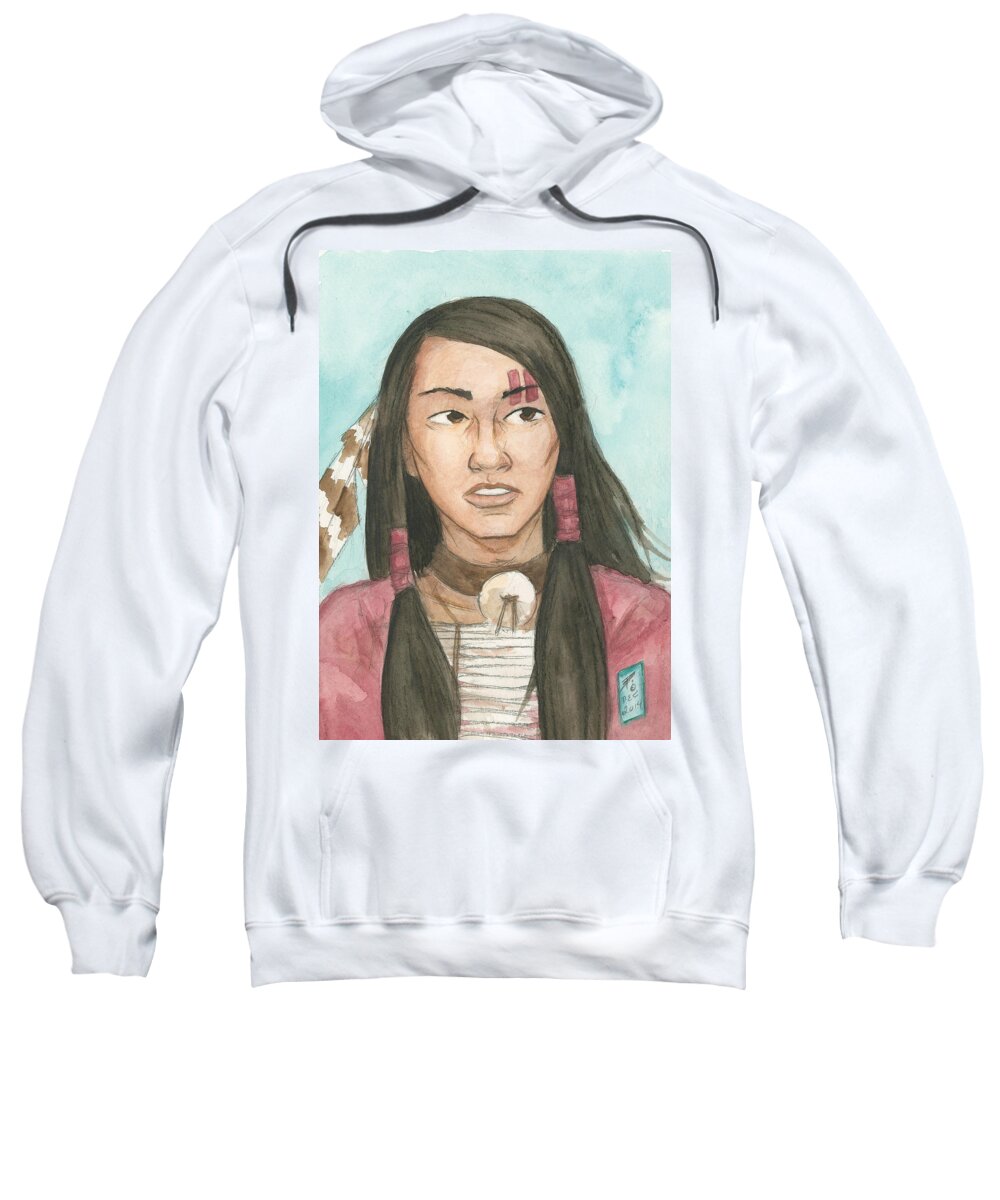 Native American Sweatshirt featuring the painting Grey Owl by Brandy Woods
