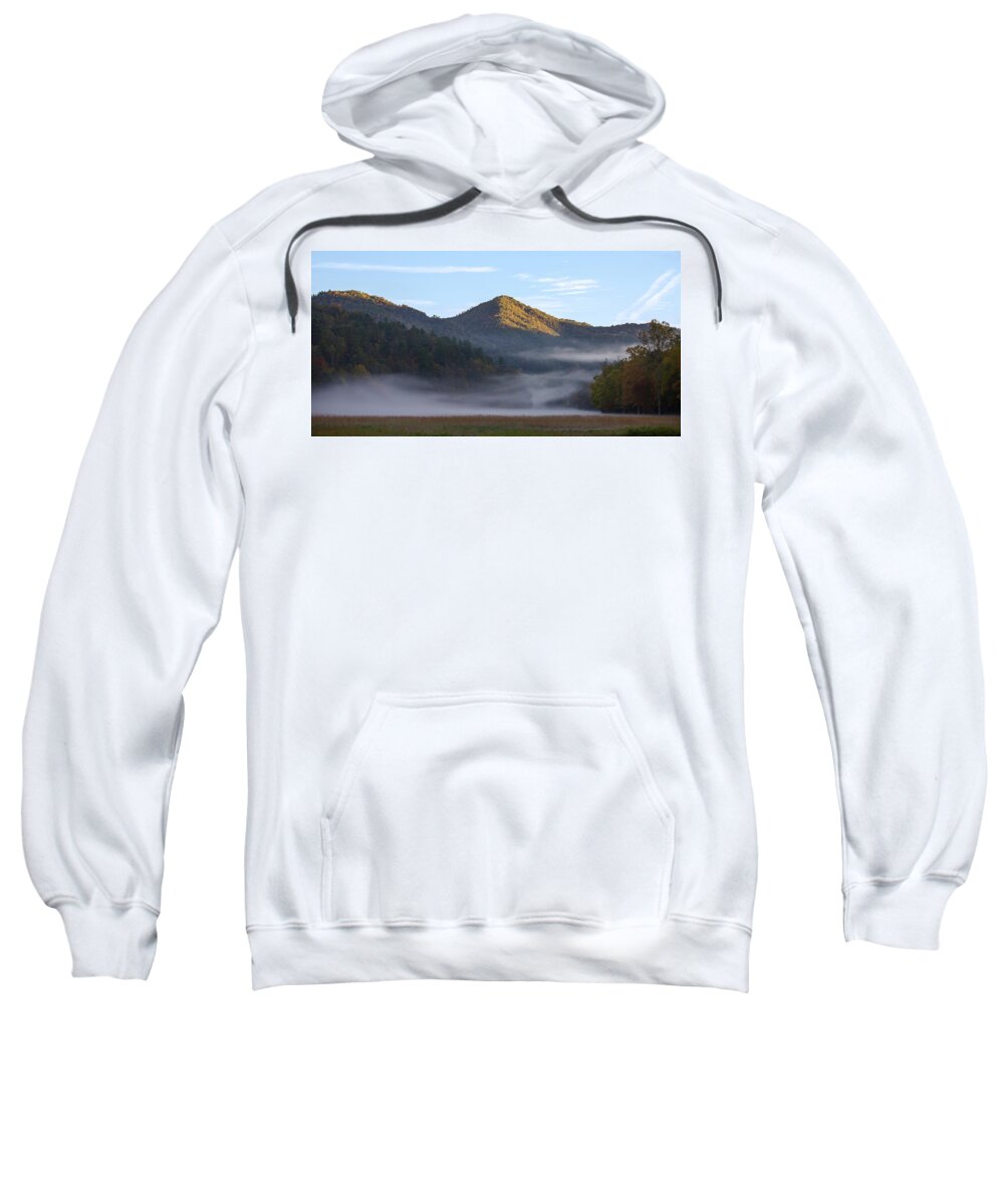 Mountains Sweatshirt featuring the photograph Ground Fog in Cataloochee Valley - October 12 2016 by D K Wall