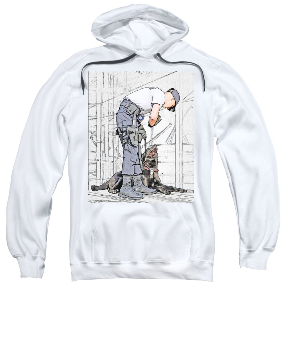 Policeman Sweatshirt featuring the digital art Guarding the City by Frances Miller