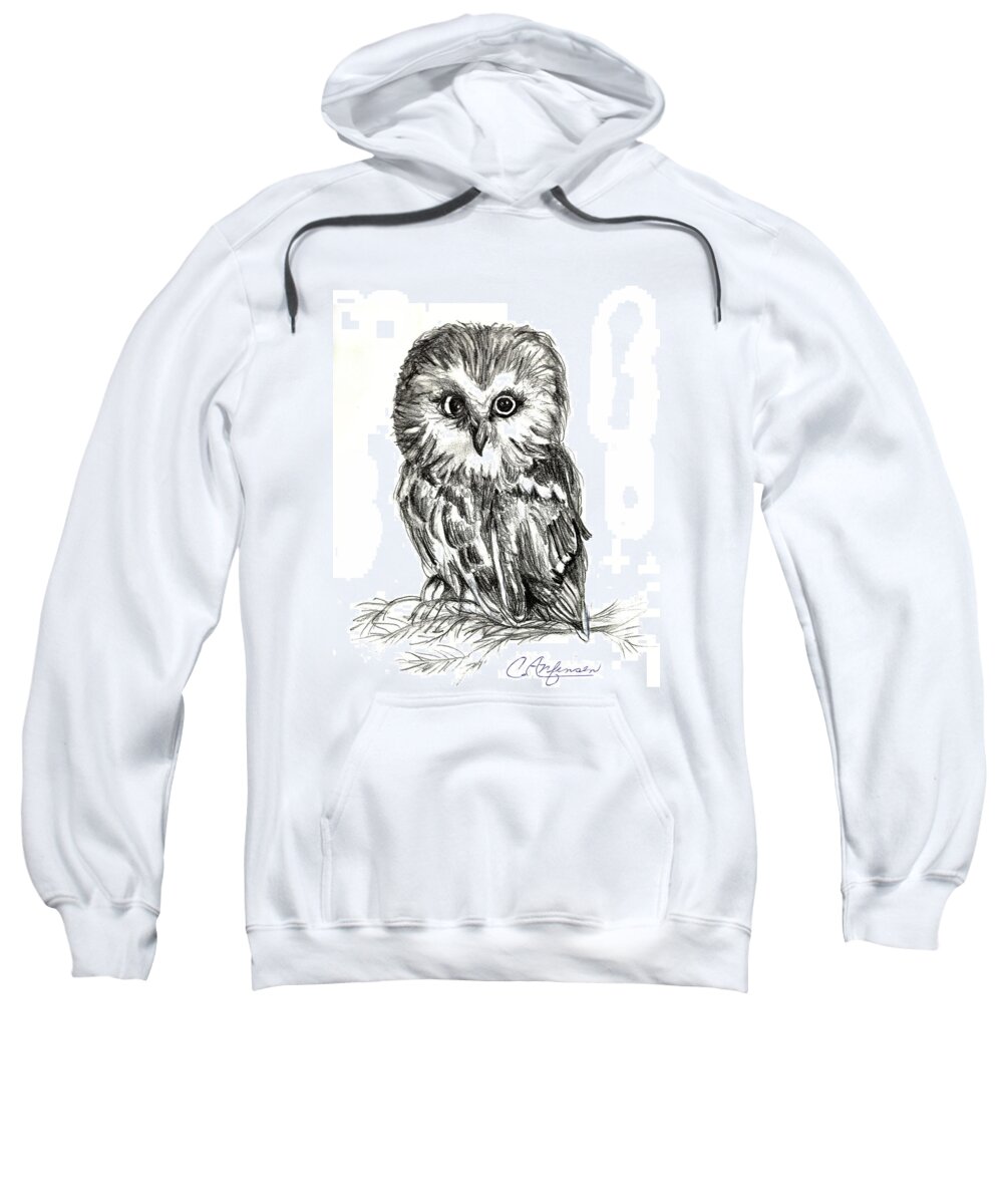Owl Sweatshirt featuring the drawing Guess Whoooo by Carol Allen Anfinsen
