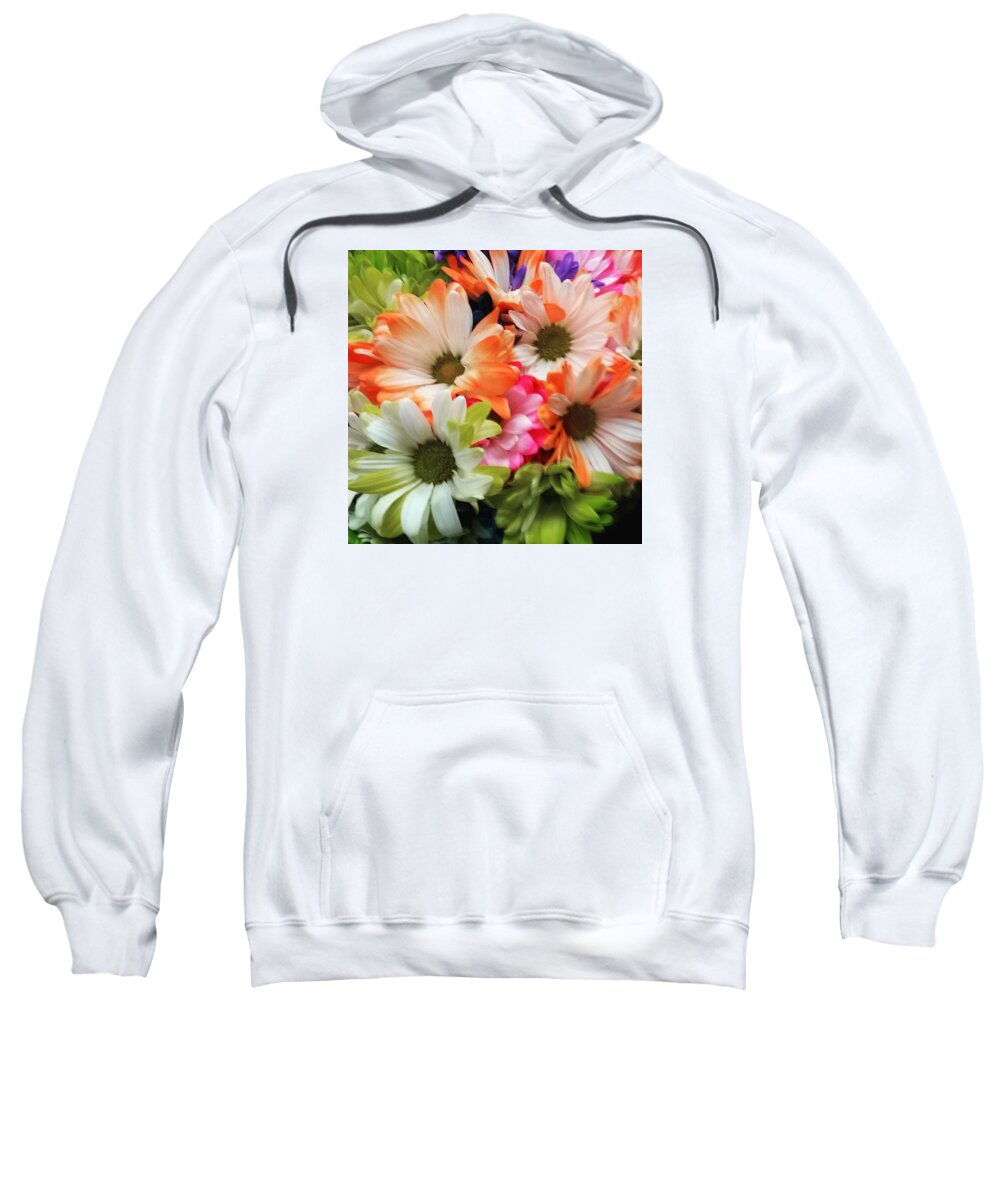 Pink Sweatshirt featuring the photograph Colorful Daisies by Stephanie Dailey