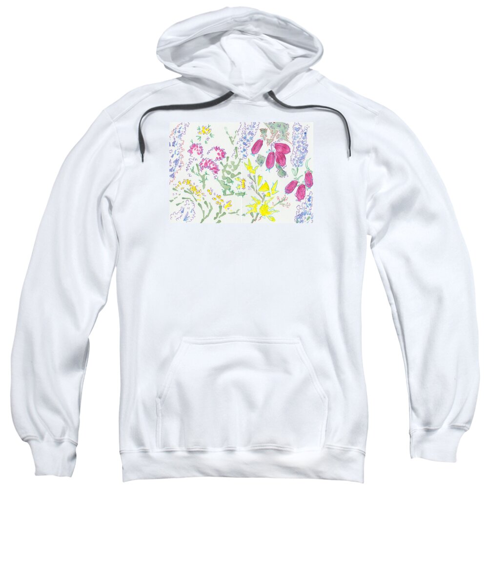 Heather Sweatshirt featuring the painting Heather and Gorse watercolor illustration pattern by Mike Jory